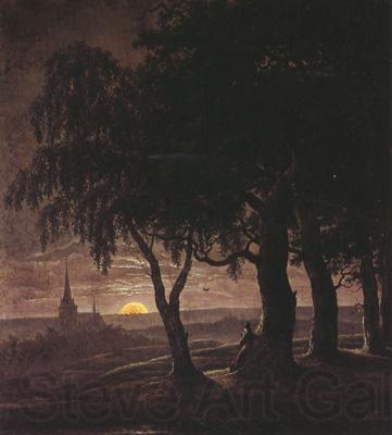 Carl Wagner Moonrise (mk22) France oil painting art